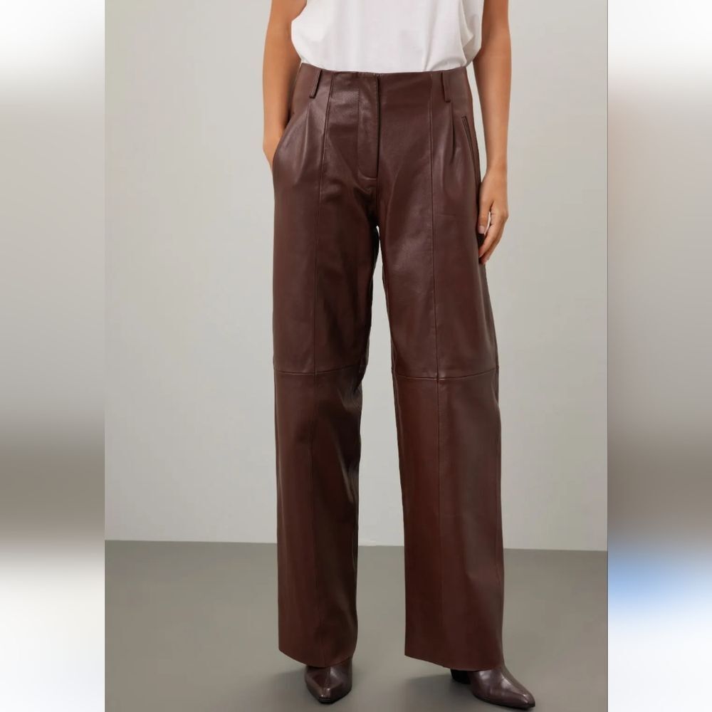 Veda Leather Trouser Brown Pants Size 4